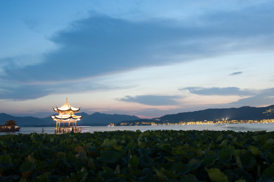 西湖夜景 西湖风光 美丽杭州