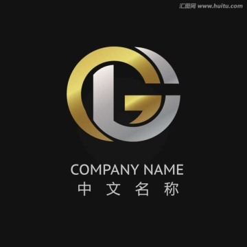 奢華金銀漸變GD字母logo