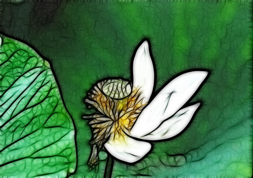 荷花抽象畫