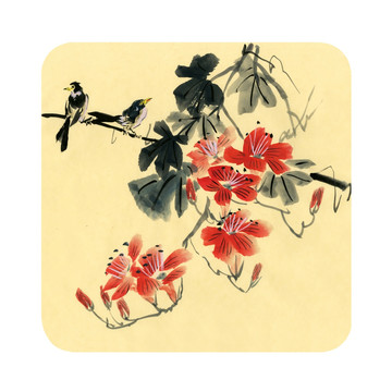 裝飾畫(huà) 國(guó)畫(huà) 凌霄小鳥(niǎo)
