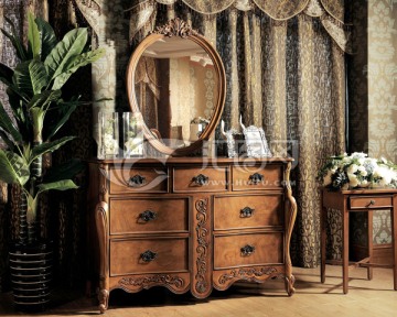梳妆镜 花架 美式家具