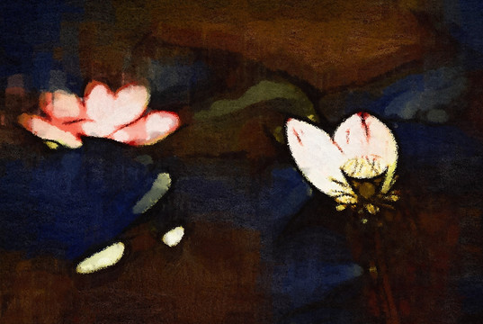 荷花抽象油畫(huà)