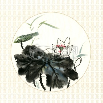 國(guó)畫(huà)荷花 裝飾畫(huà)