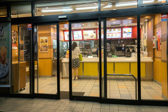快餐店 自动玻璃门