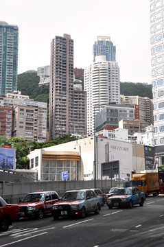 香港街头高楼的士
