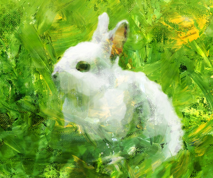 兔子仿油画装饰