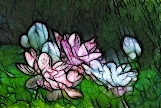 荷花抽象畫