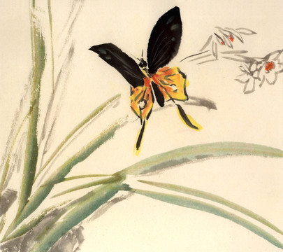 國(guó)畫(huà)花鳥(niǎo) 蘭花 蝴蝶