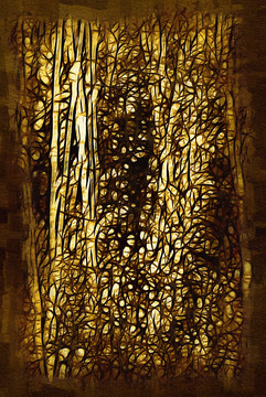 竹林抽象油画