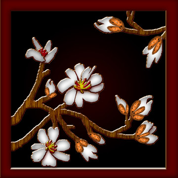 木刻花卉装饰画