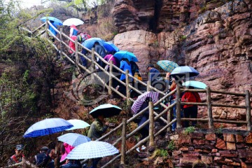 雨中游人