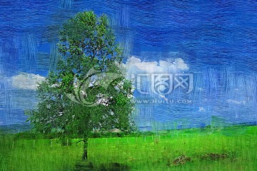 電腦油畫 原野之樹