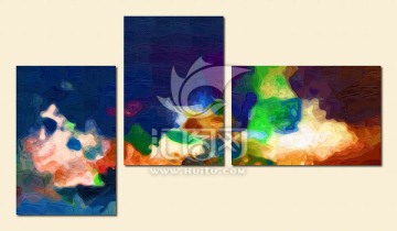 抽象畫 三拼畫 裝飾畫 三聯(lián)畫