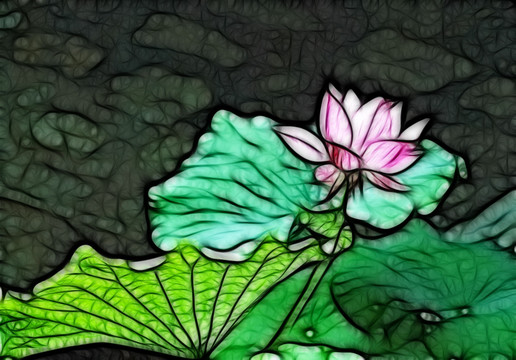 荷花抽象畫