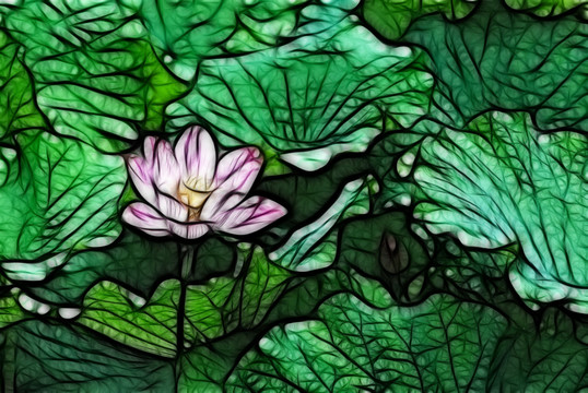 荷花抽象畫