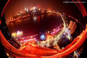 重庆南滨路和渝中半岛夜景