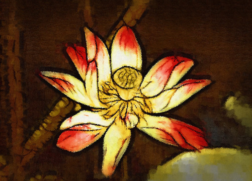 荷花抽象油畫(huà)