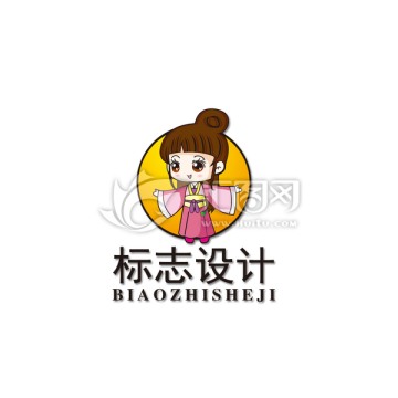 卡通古装女孩logo标志设计