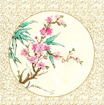 國(guó)畫桃花 裝飾畫