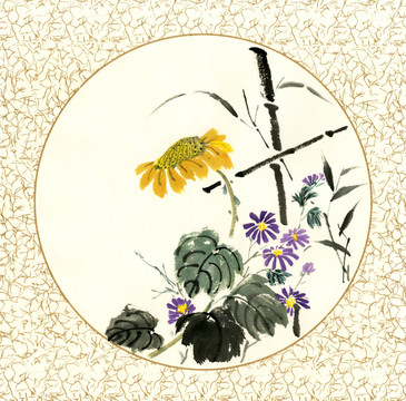 國畫向日葵 裝飾畫