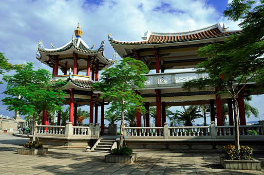 中式古典园林亭台休息处