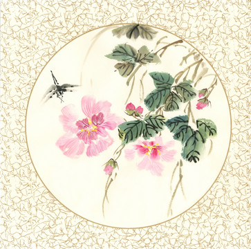 装饰画 国画芙蓉花