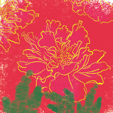 牡丹花裝飾畫