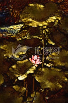 荷花抽象油畫(huà)