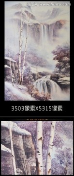 高清原創(chuàng)油畫冬日山水（不分層）
