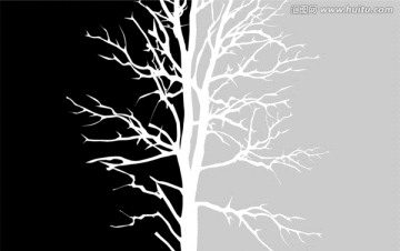 電視背景墻裝飾壁畫 黑白樹