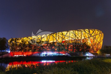 奥林匹克公园国家体育场鸟巢夜景