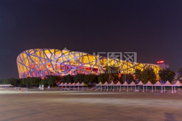 奥林匹克公园国家体育场鸟巢夜景