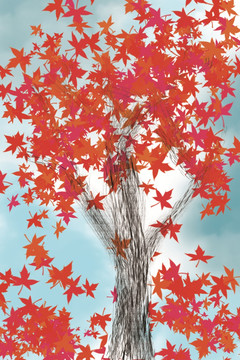 紅色楓葉裝飾畫