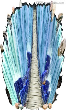 3D吊橋 瀑布