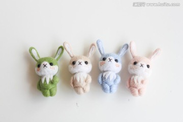 羊毛毡治愈色萌兔兔