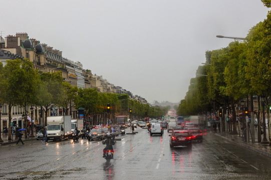 巴黎街景 雨天的巴黎 法国巴黎