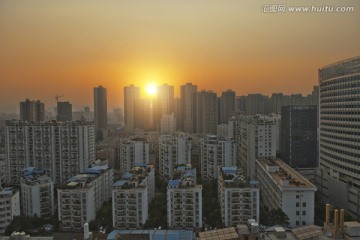 城市高楼 城市夕阳