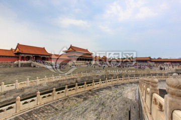 北京故宫太和门内金水桥