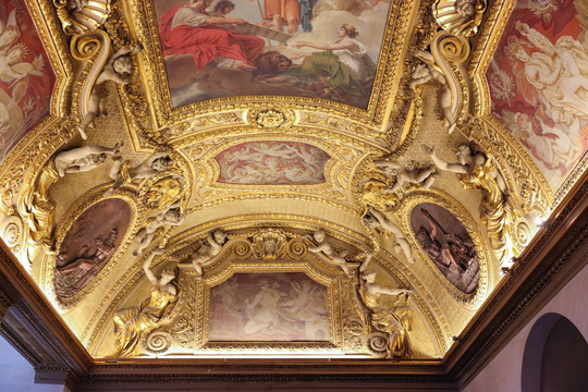 卢浮宫穹顶 宫殿穹顶雕塑 壁画