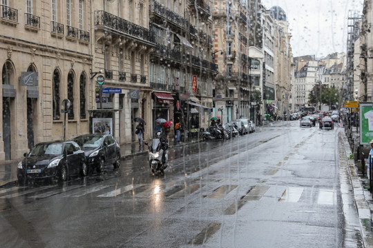 巴黎街景 雨天的巴黎 欧式建筑