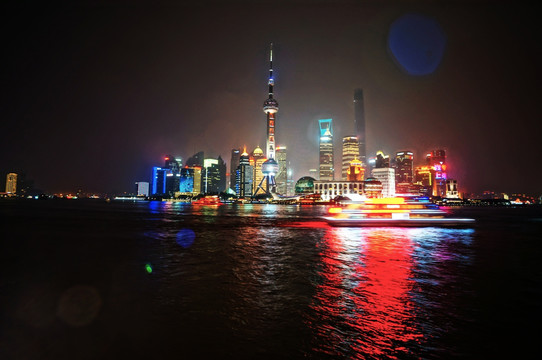 上海外滩浦东夜景全景