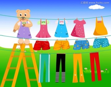 晒衣服 小熊做家务 幼儿园