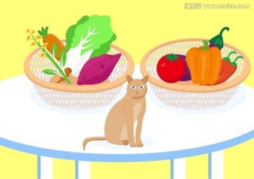 卡通猫 卡通蔬菜 幼儿园