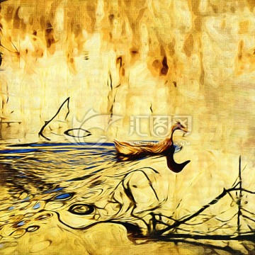 鴨圖 抽象畫 不分層