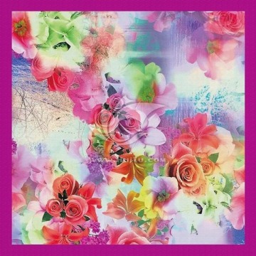 方巾絲巾花卉抽象圖案