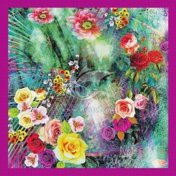方巾絲巾花卉抽象圖案