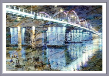 夜景油畫
