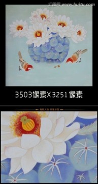 新中式油畫花鳥圖（不分層）