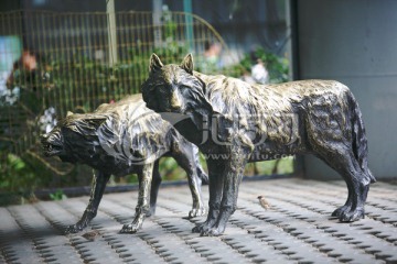 狼 雕塑 北京动物园