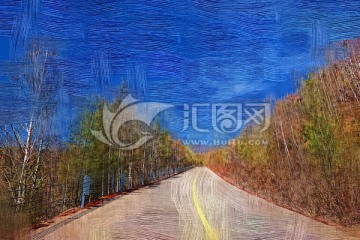 電腦油畫 山路